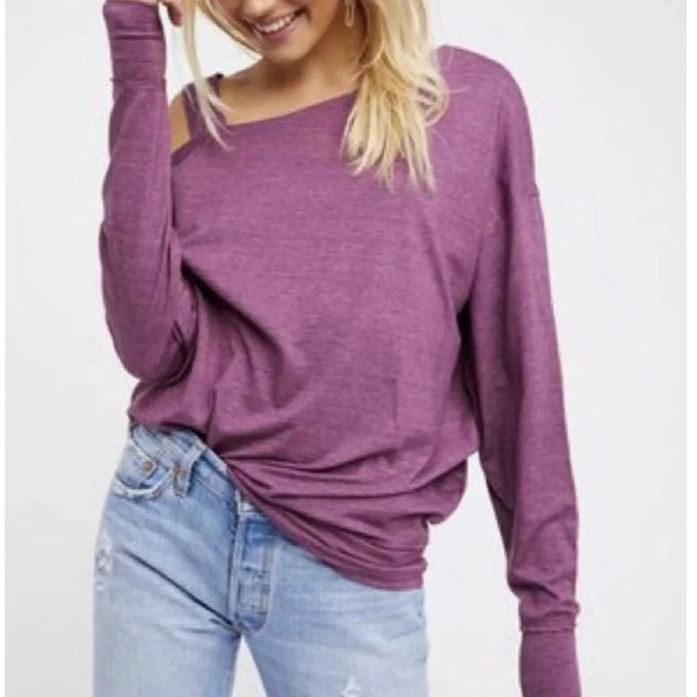 WE THE FREE Off Shoulder Plum Purple Pullover Shirt